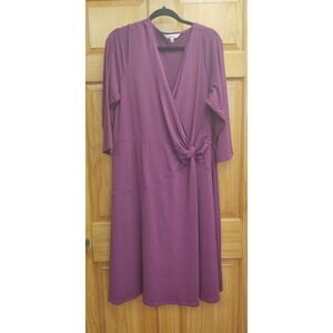 Womens Travelsmith Purple 3/4 Sleeve Stretchy Spandex Dress Size 2X